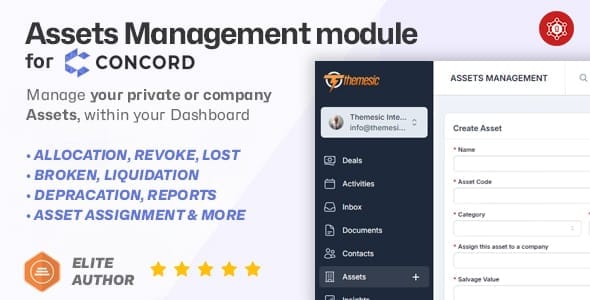 Assets Management Module for Concord CRM - screenshot