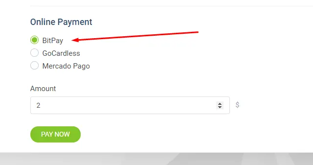 Configuring the BitPay gateway from the Perfex CRM payment settings Configuring the BitPay gateway from the Perfex CRM payment settings