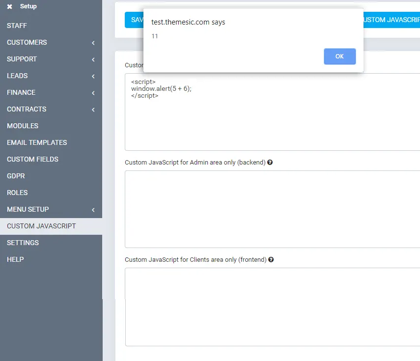 Custom JavaScript module for Perfex CRM Custom JavaScript module for Perfex CRM