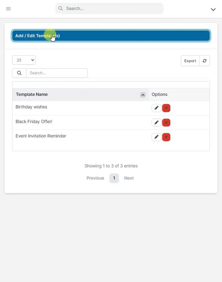 Template library with categories and merge fields Template library with categories and merge fields
