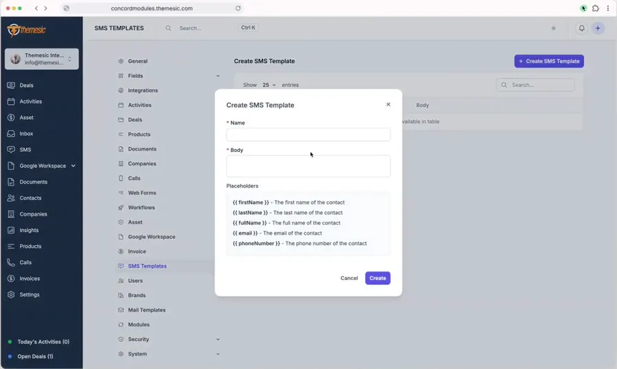 Create reusable SMS templates with dynamic merge-field placeholders Create reusable SMS templates with dynamic merge-field placeholders