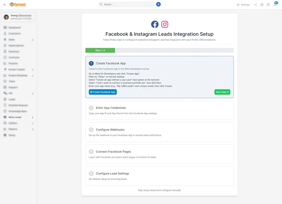Facebook and Instagram Lead Ads syncing automatically into Perfex CRM Facebook and Instagram Lead Ads syncing automatically into Perfex CRM