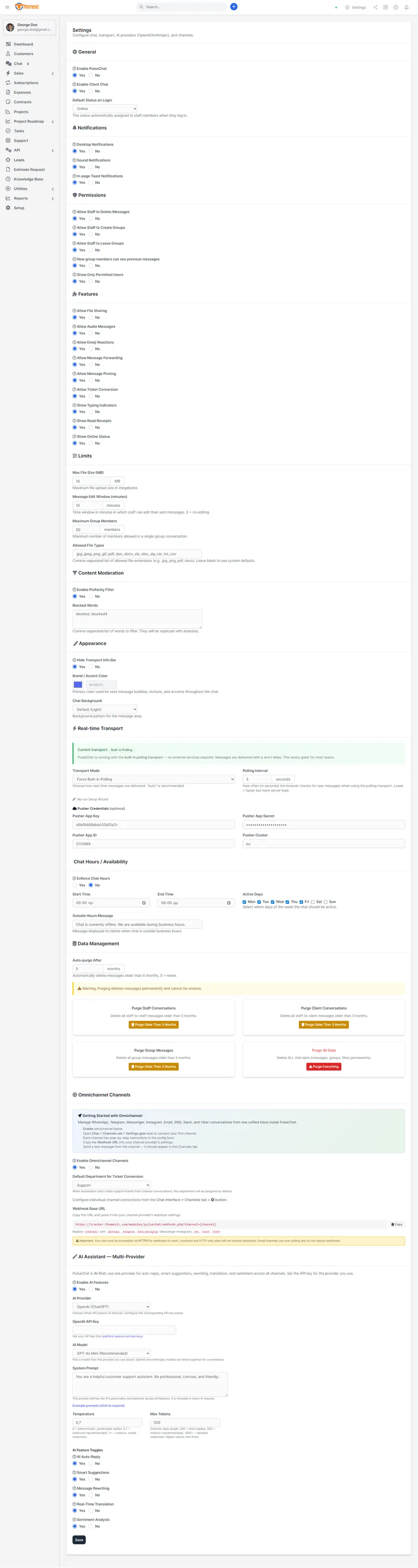Group conversations and team messaging in the PulseChat Perfex CRM module Group conversations and team messaging in the PulseChat Perfex CRM module