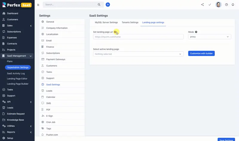 Drag-and-drop SaaS landing page builder for Perfex CRM Drag-and-drop SaaS landing page builder for Perfex CRM