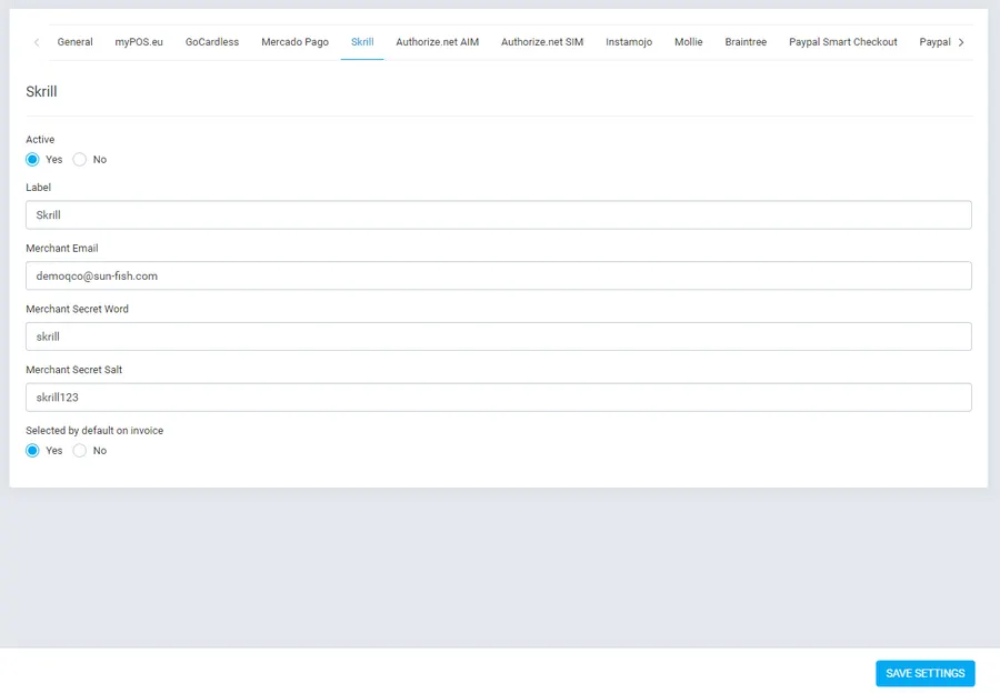 Skrill listed as a payment option on a Perfex CRM invoice Skrill listed as a payment option on a Perfex CRM invoice