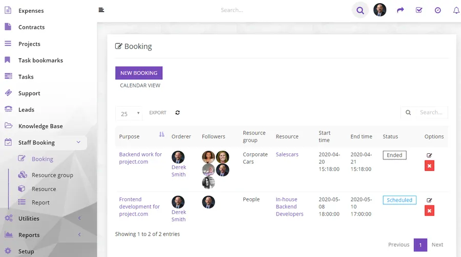 Booking showcase listing reservations in the Perfex resources booking module Booking showcase listing reservations in the Perfex resources booking module