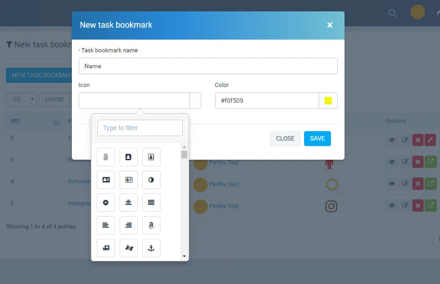 Tasks Bookmark module adding color-coded bookmarks to Perfex CRM tasks Tasks Bookmark module adding color-coded bookmarks to Perfex CRM tasks