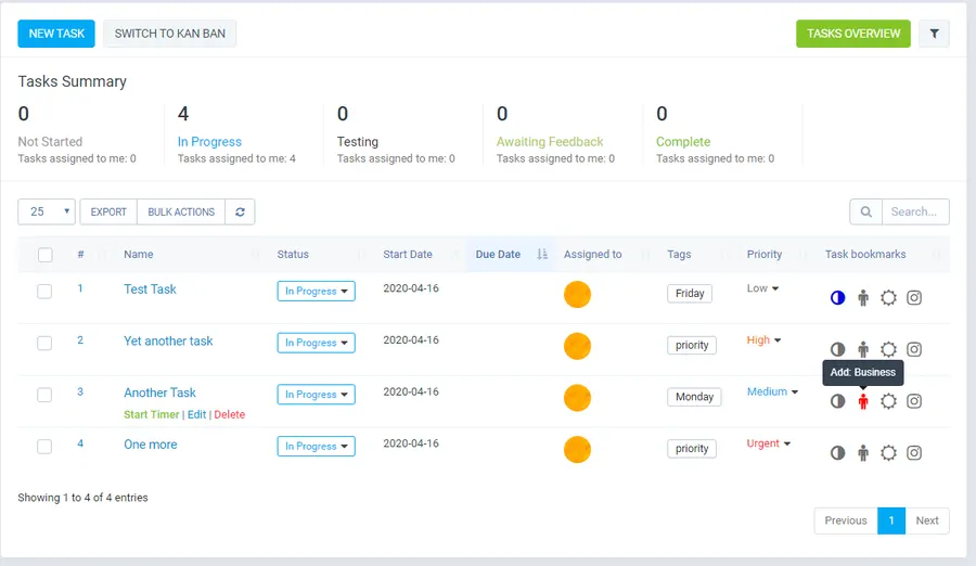 Creating a Perfex CRM task bookmark with a custom name, icon and color Creating a Perfex CRM task bookmark with a custom name, icon and color