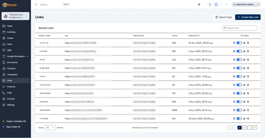 URL Shortener and smart link management module running inside Concord CRM URL Shortener and smart link management module running inside Concord CRM