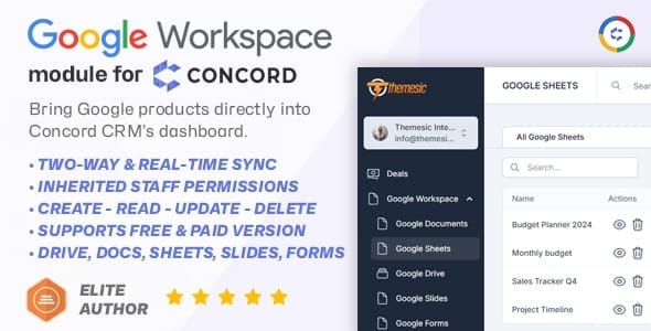 Google Workspace Integration Module for Concord CRM - screenshot