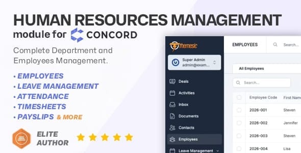 Human Resources Management for Concord CRM - screenshot