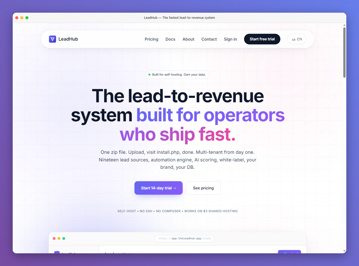 LeadHub - Multi-Tenant SaaS CRM with Lead Pipelines, Forms & Automations