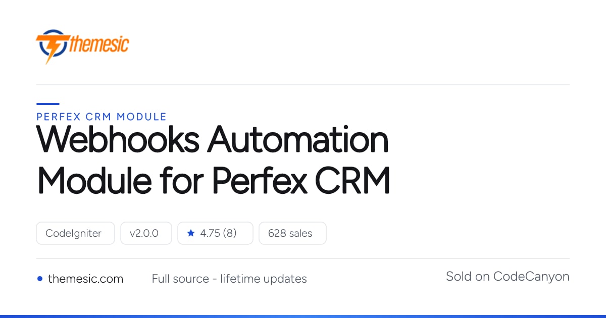 Webhooks Automation Module for Perfex CRM · Themesic